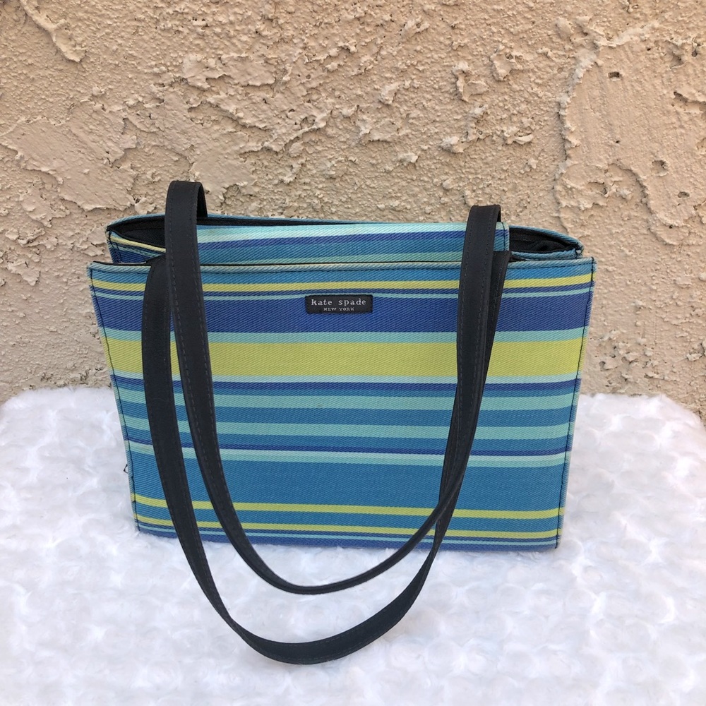 Kate Spade Blue/Yellow Stripe Canvas Tote/Handbag